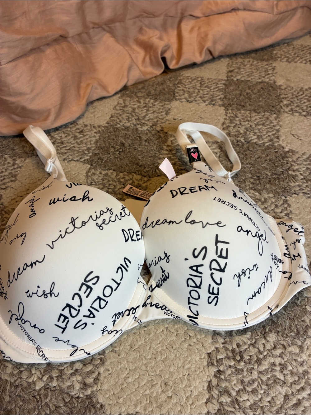 Victoria's Secret White Script Logo Push-Up Bra 36-C